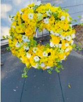 Yellow SYMPATHY FUNERAL WREATH  
