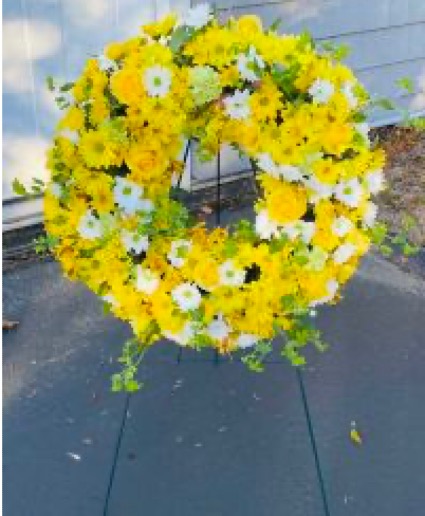 Yellow SYMPATHY FUNERAL WREATH