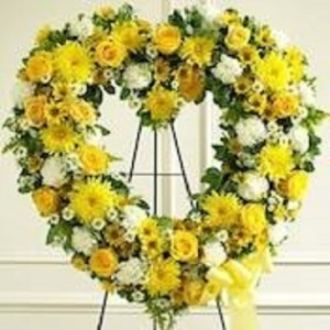 Yellow Sympathy Heart Wreath Sympathy Flowers