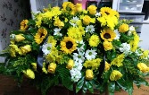 Yellow & White Casket Spray with Sunflowers 