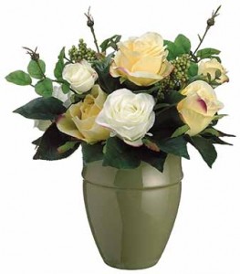 Yellow & White Rose Bouquet-SILK BOTANICAL 
