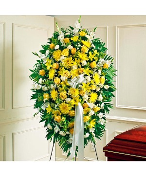 Yellow & White Sympathy Standing Spray 
