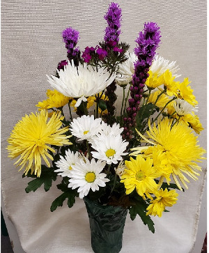 Yellow & White with Purple Bursts Bouquet