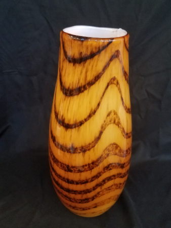Yellow with Brown Swirls Vase