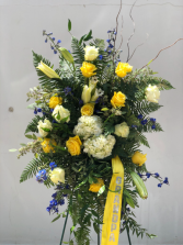 Yellows Blues and Whites Standing Spray 