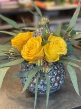 Yes for Yellow Yellow Roses in a Keepsake Container