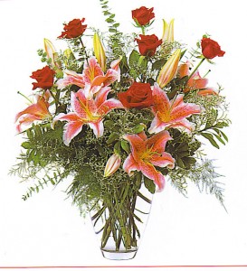 Stargazers and Roses stargazer lilis and roses