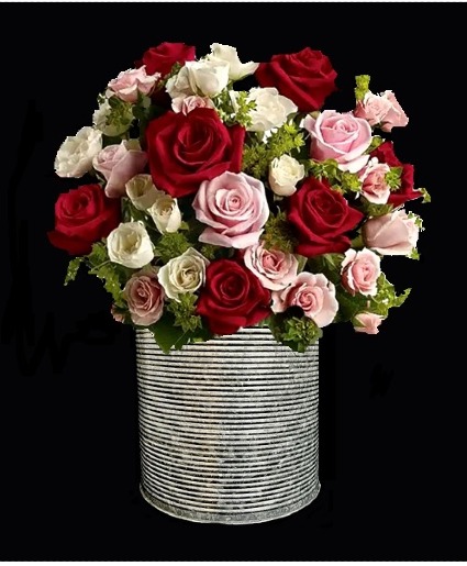 You Galvanize Me! Red Roses Mixed With White and Pink Spray Roses