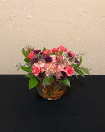 You Make Me Blush Compact Bubble Bowl Arrangement