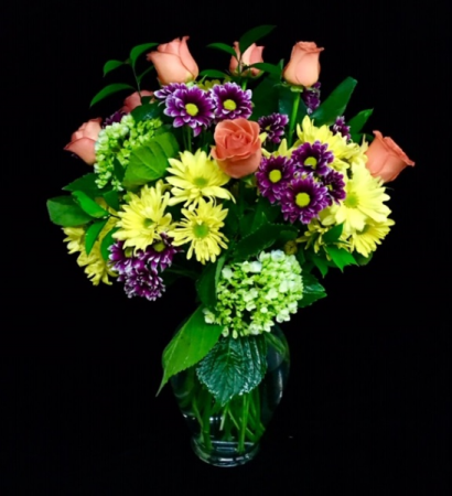 You Make Me Happy 12 Orange Roses with Bright Colors Fillers
