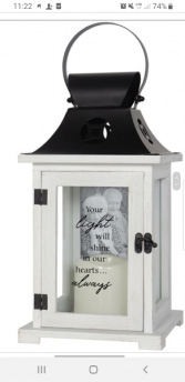 "Your light..." lantern with picture frame and can 