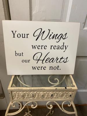 Your wings were ready but... Wooden Memorial Plaque
