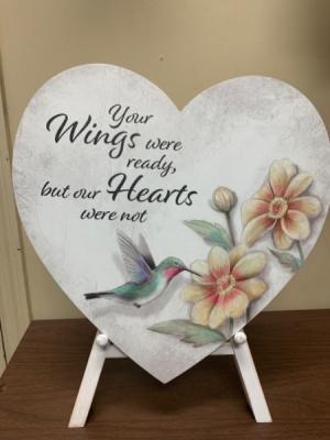Your Wings Wooden Heart on Easel