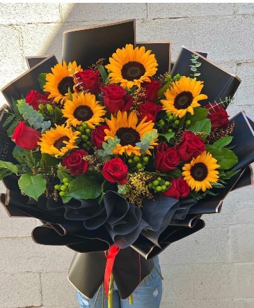 You’re My Sunshine Bouquet  1 dozen roses and sunflowers.  in Ozone Park, NY | Heavenly Florist