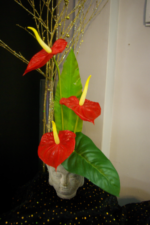 Zen Anthurium Silk High Style Arrangement