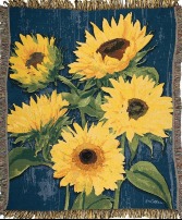 Zig Zag Sunflowers Tapestry Throw